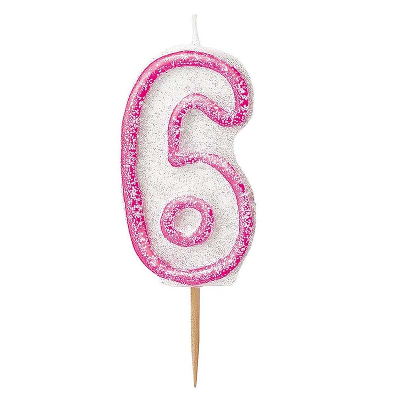 Κεράκι νούμερο 6 με κόκκινο περίγραμμα