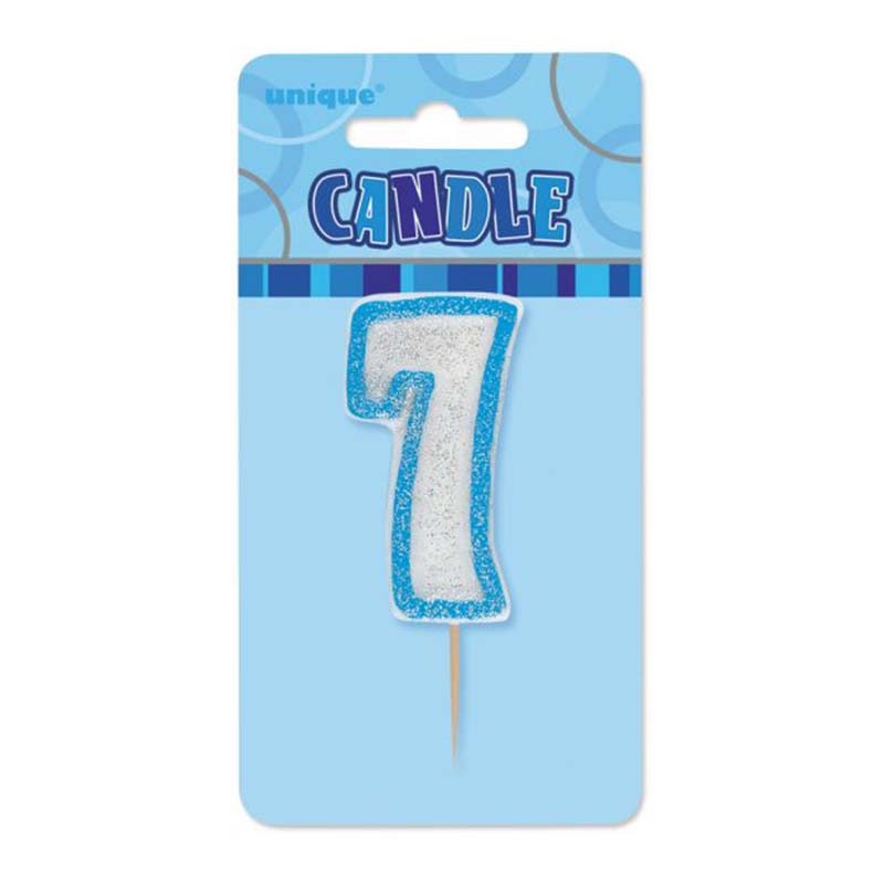 Κεράκι νούμερο 7 με μπλε περίγραμμα