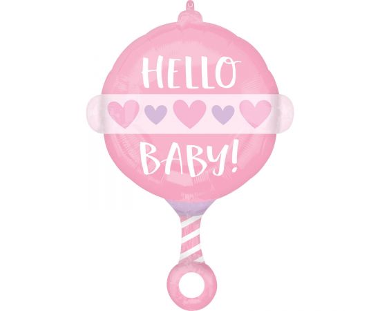 Μπαλόνι Φοιλ ροζ Baby Girl Rattle 43x60εκ.