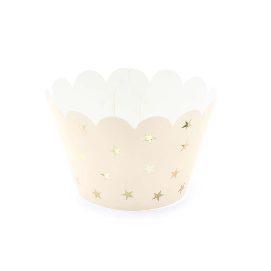 Θήκη cupcake ροζ με αστέρια 6τεμ