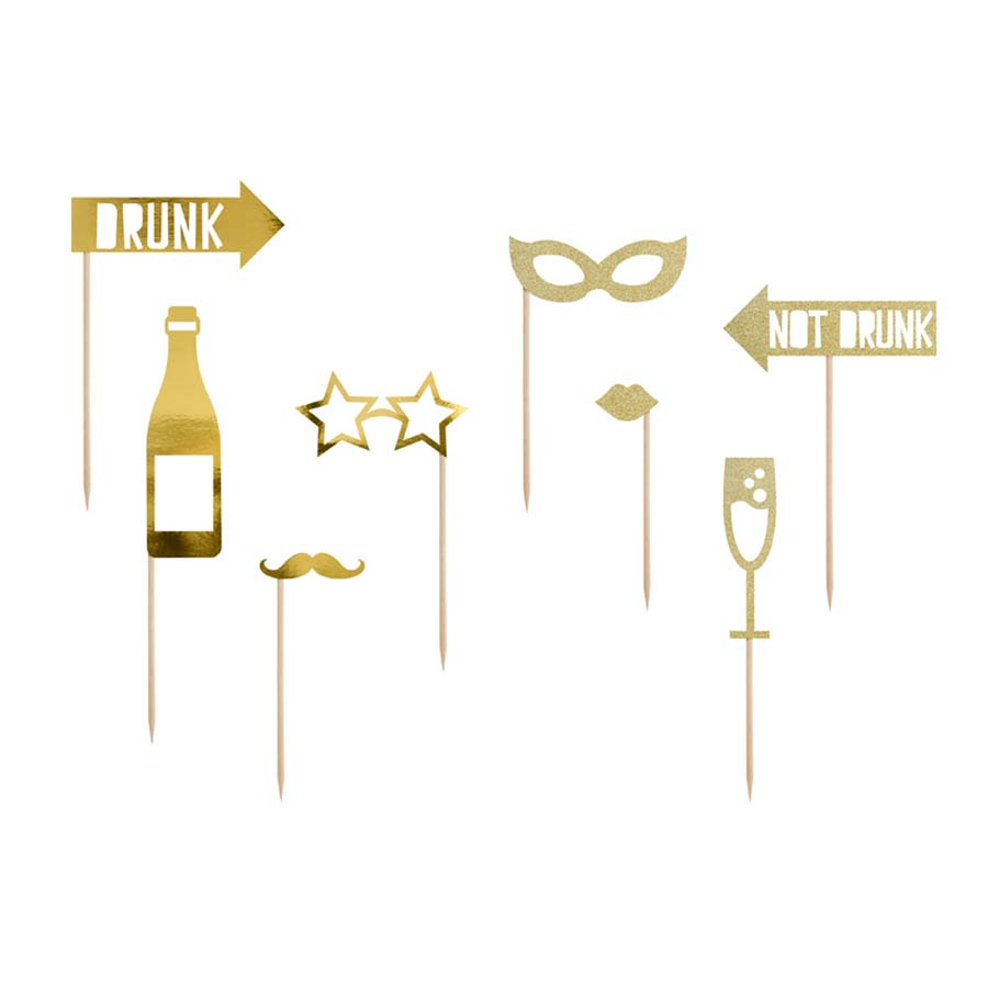 Photo Booth Props for Wedding Party Gold
