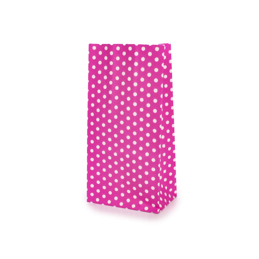 Χάρτινη σακούλα πουά φούξια 9x18x6cm 10τεμ