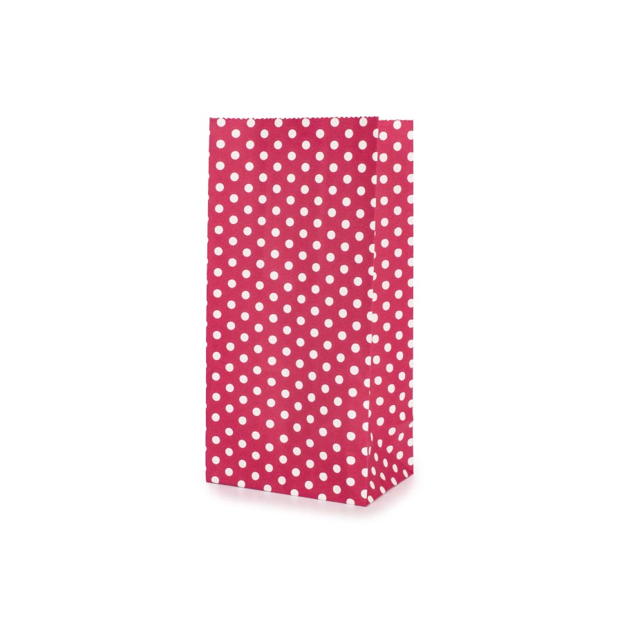 Χάρτινη σακούλα πουά κόκκινη 9x18x6cm 10τεμ