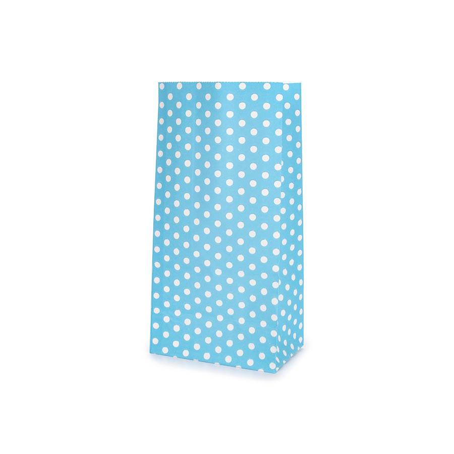 Χάρτινη σακούλα πουά σιέλ 9x18x6cm 10τεμ
