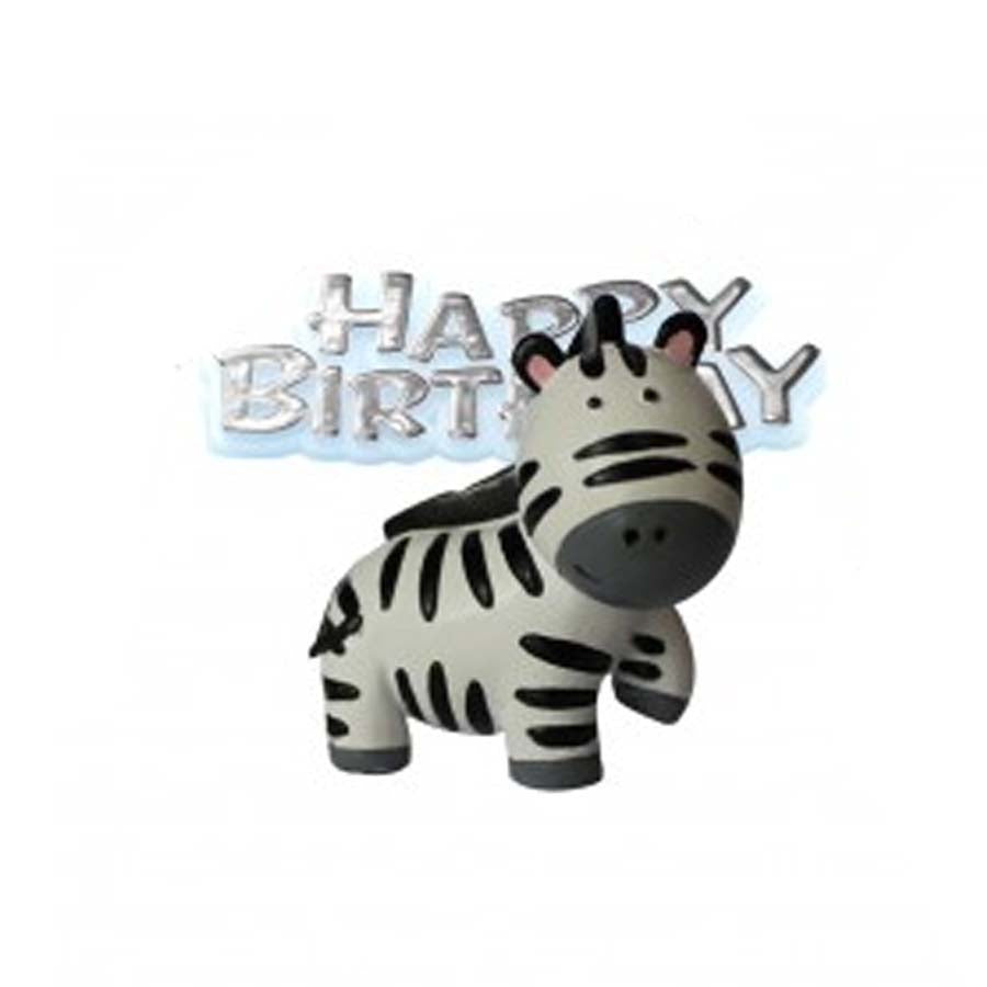 Διακοσμητικό τούρτας ζέβρα και Happy Birthday