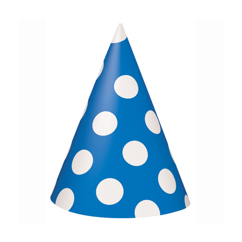 Χάρτινα καπελάκια για πάρτι μπλε πουά