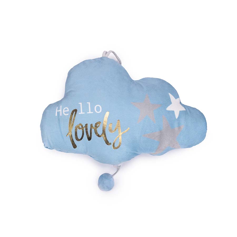 Μαξιλαράκι συννεφάκι σιέλ με μουσική 38x27εκ