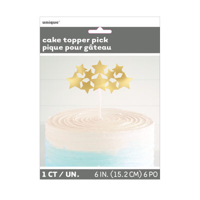 Topper τούρτας ή cupcake για Πάρτυ Αστέρια Χρυσό Μεταλλιζέ 1 τεμ