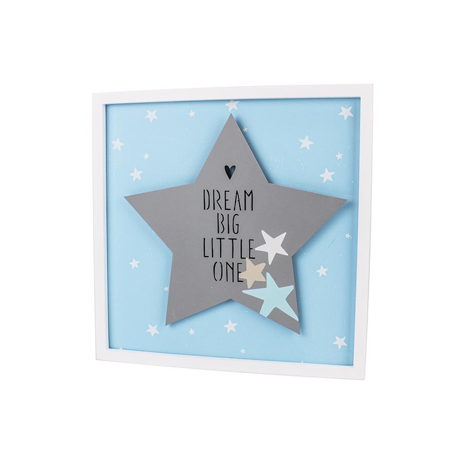 Καδράκι αστέρι σιέλ με LED 30x30εκ