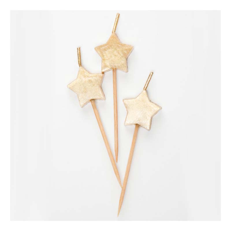 Κεράκια τούρτας χρυσαφί με σχήμα αστεράκι