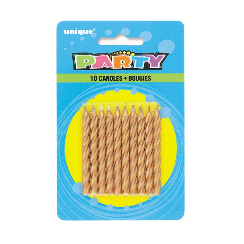 Χρυσαφί σπιράλ κεράκια 10 τμχ