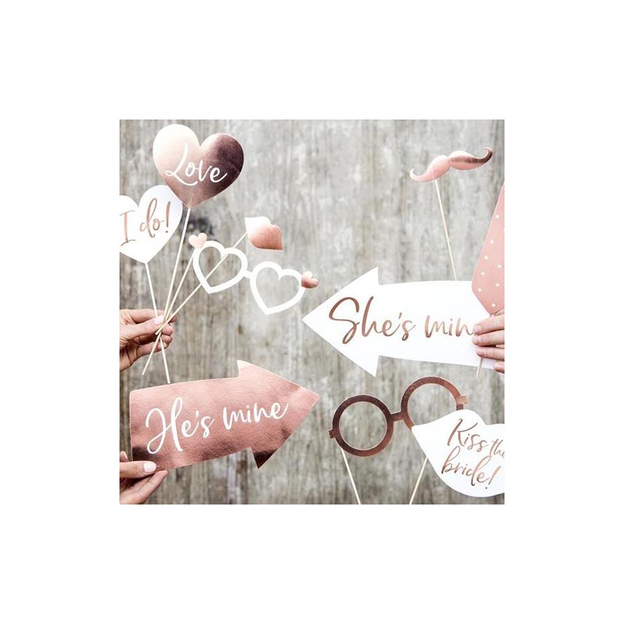 Photo Booth Props για Γαμήλιο Πάρτυ 12 τεμ