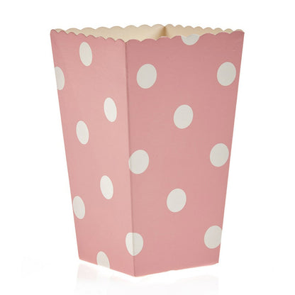 Κουτί pop corn πουά σε χρώμα ρόζ 5τεμ.