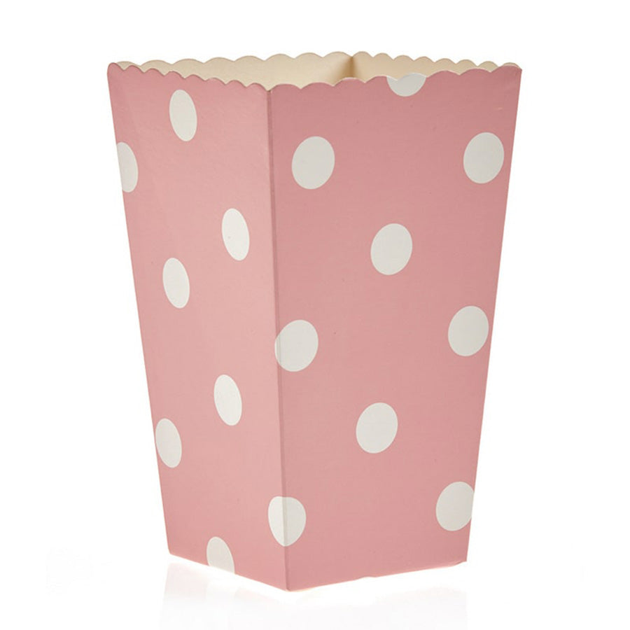 Κουτί pop corn πουά σε χρώμα ρόζ 5τεμ.