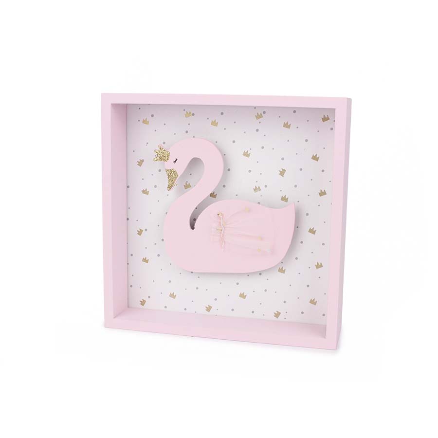 Καδράκι κύκνος με LED 18x18x5εκ