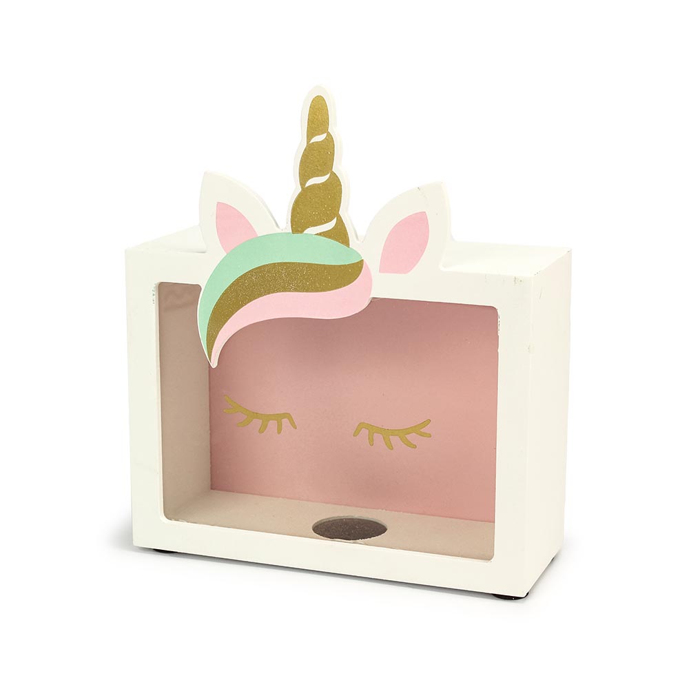 Ξύλινο κουμπαράς μονόκερος 18x13εκ