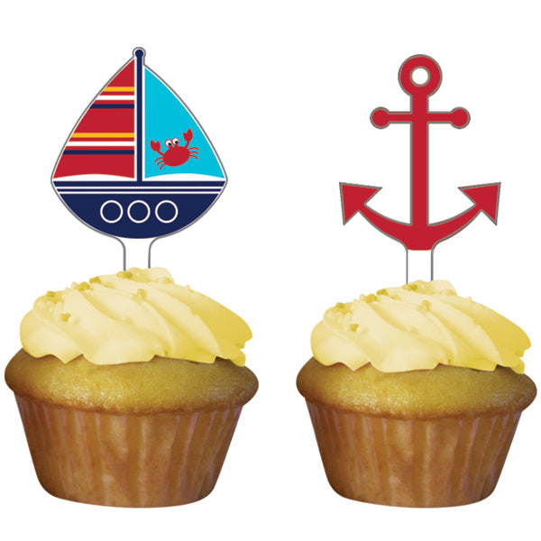 Χάρτινα toppers για cupcakes Ahoy Matey 12τεμ.