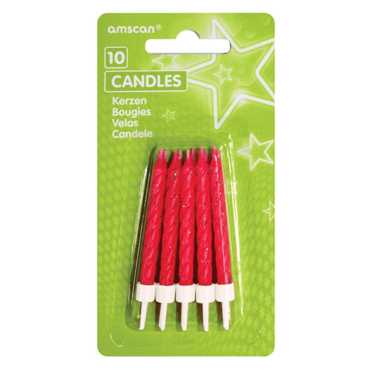 Κεράκια glitter ροζ με βάσεις 10τεμ.