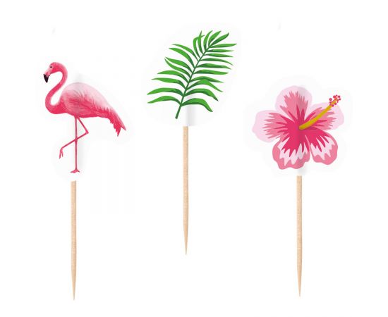 Topper τούρτας ή cupcake για Πάρτυ Flamingo Paradise 20τεμ