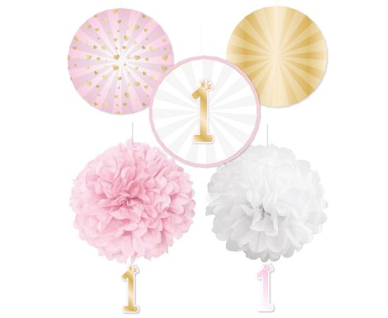 Σετ διακόσμησης 1st Birthday Pink Ombre 5 τεμ