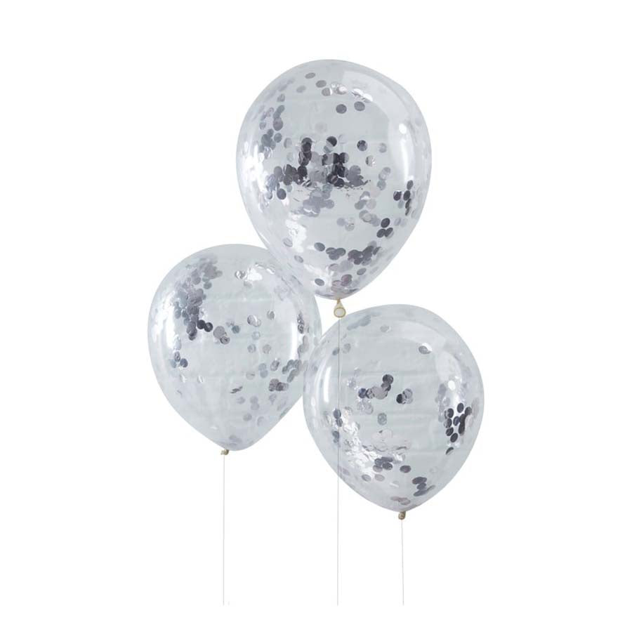 Μπαλόνια Kονφετί Aσημένια (5 τμχ)