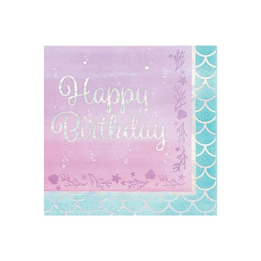 Χαρτοπετσέτες "Mermaid Shine H/Bday" (16 τεμ)
