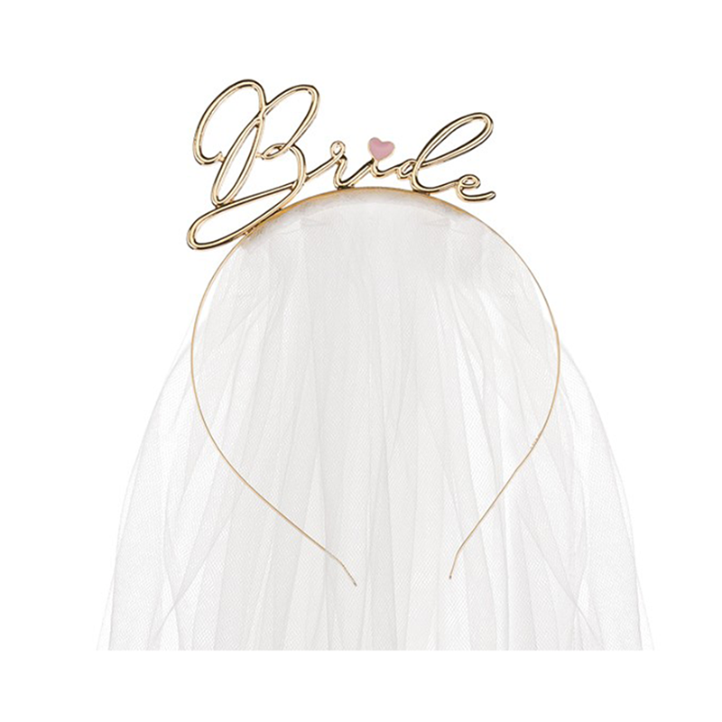 Μεταλλική Στέκα για Βachelorette Party “Bride” Gold Πέπλο