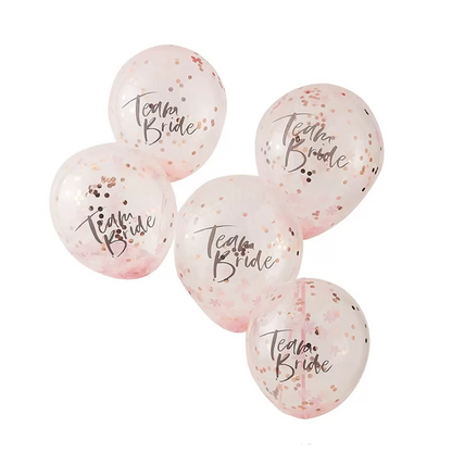 Σετ Μπαλόνια για Βachelorette Party Διάφανα με Kομφετί "Team Bride" 5 τεμ