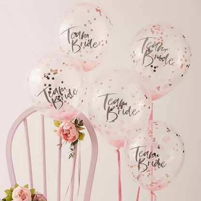 Σετ Μπαλόνια για Βachelorette Party Διάφανα με Kομφετί "Team Bride" 5 τεμ