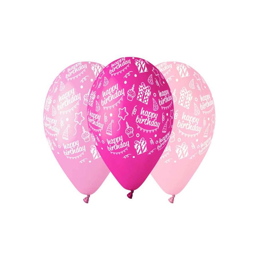 Μπαλόνι Happy Birthday ροζ αποχρώσεις 30εκ