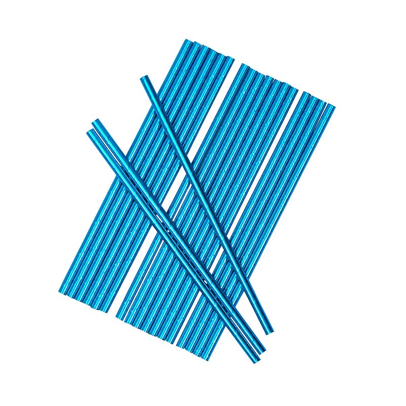 Χάρτινα καλαμάκια μπλε μεταλλιζέ