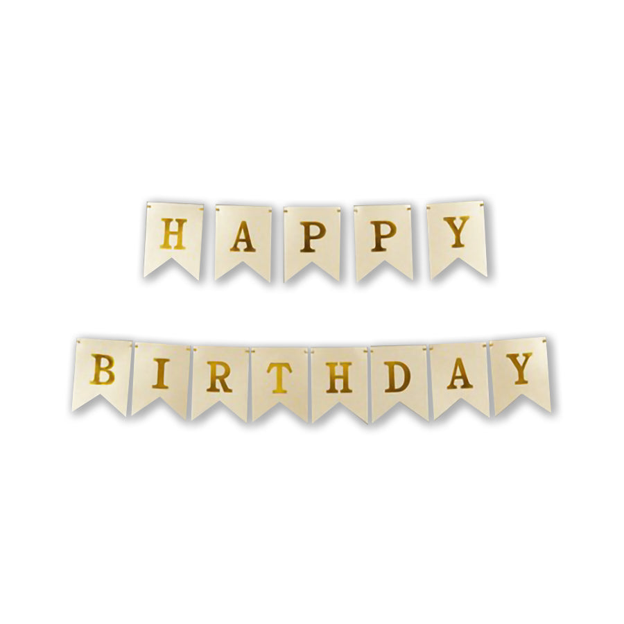 Γιρλάντα σημαιάκια Happy Birthday 3m χρυσό