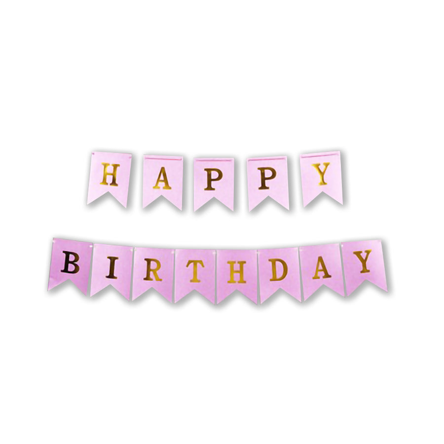 Γιρλάντα σημαιάκια Happy Birthday 3m ρόζ