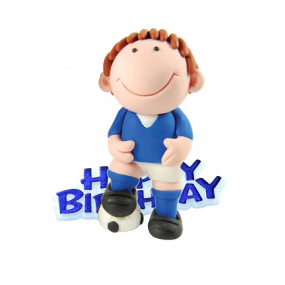 Διακοσμητικό τούρτας μπλε ποδοσφαιριστής 75mm