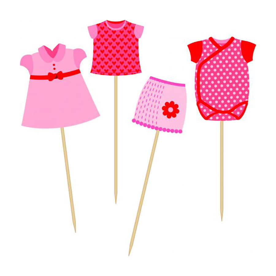 Topper τούρτας ή cupcake για Πάρτυ "Baby Clothes Girl" 24 τεμ
