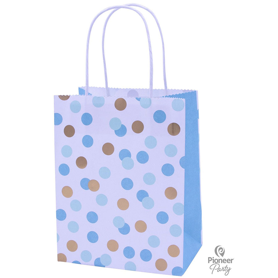 Σακούλες Δώρου Γαλάζιο Χρυσό Πουά 4 τεμ