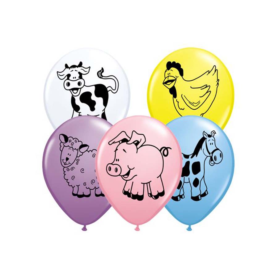 Μπαλόνια λάτεξ Ζωάκια φάρμας 28εκ 5τεμ