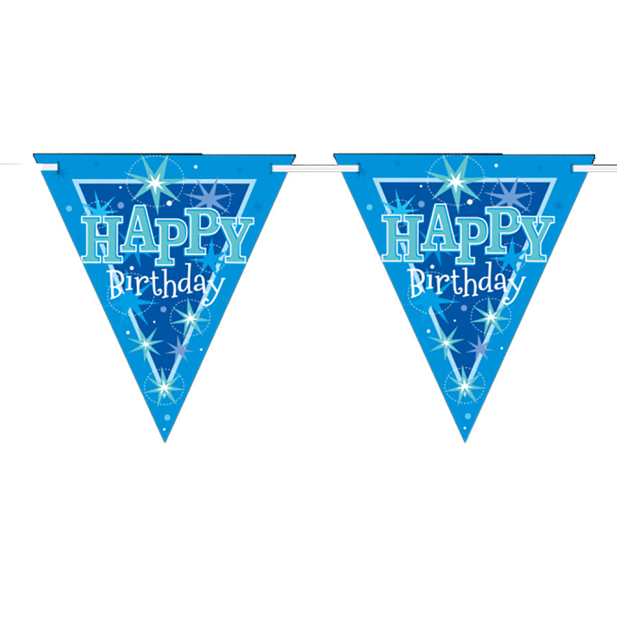Γιρλάντα Σημαιάκια χάρτινη Birthday Blue Sparkle