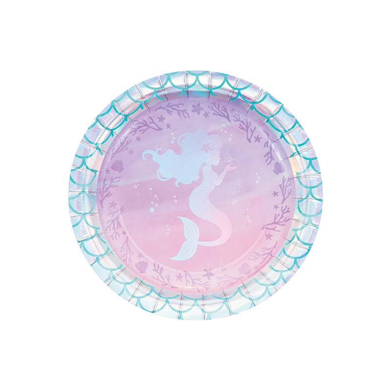 Χάρτινο πιάτο γλυκού γοργόνα ιριδίζον 8τμχ
