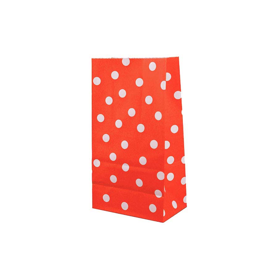 Χάρτινη σακούλα κόκκινη με λευκό πουά 5τεμ