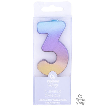 Κερί Νούμερο 3 Rainbow Ombre