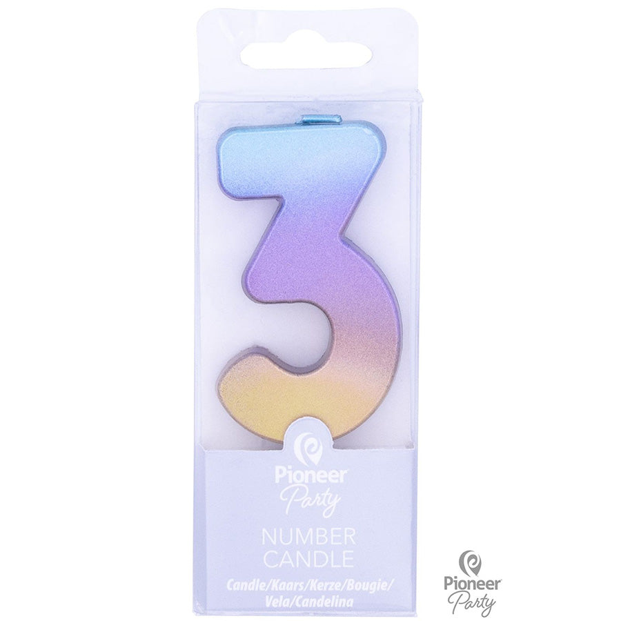 Κερί Νούμερο 3 Rainbow Ombre