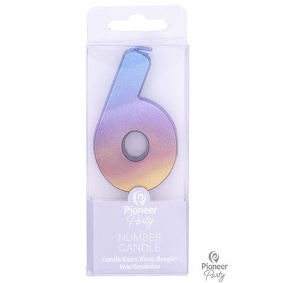 Κερί Νούμερο 6 Rainbow Ombre