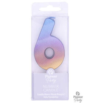 Κερί Νούμερο 6 Rainbow Ombre