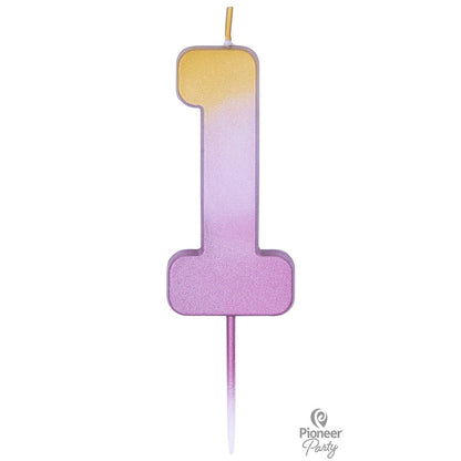 Κερί Νούμερο 1 Ροζ Χρυσό Ombre