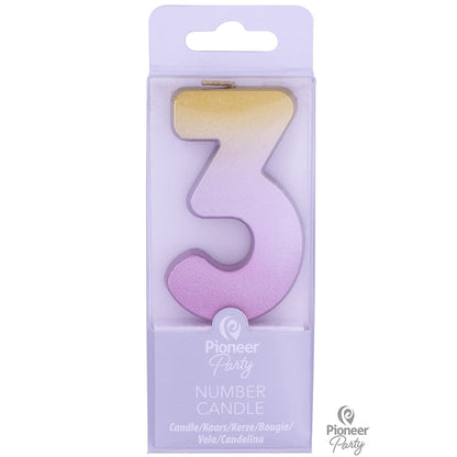 Κερί Νούμερο 3 Ροζ Χρυσό Ombre