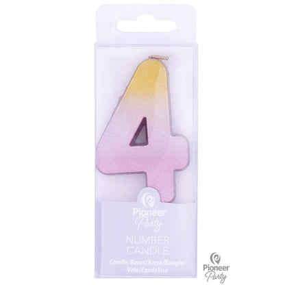 Κερί Νούμερο 4 Ροζ Χρυσό Ombre