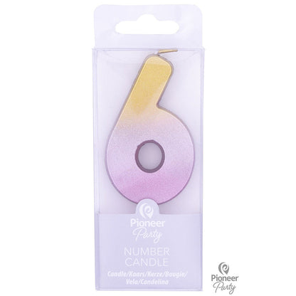 Κερί Νούμερο 6 Ροζ Χρυσό Ombre