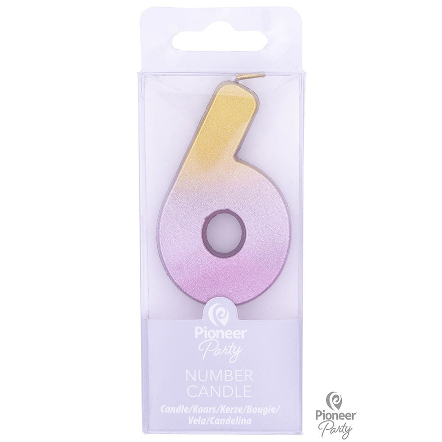 Κερί Νούμερο 6 Ροζ Χρυσό Ombre