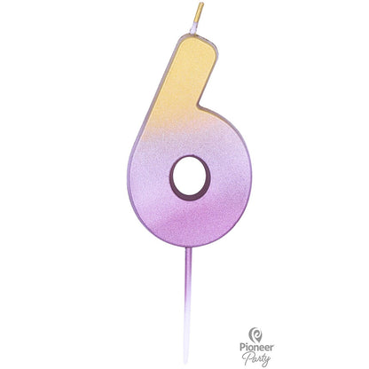 Κερί Νούμερο 6 Ροζ Χρυσό Ombre